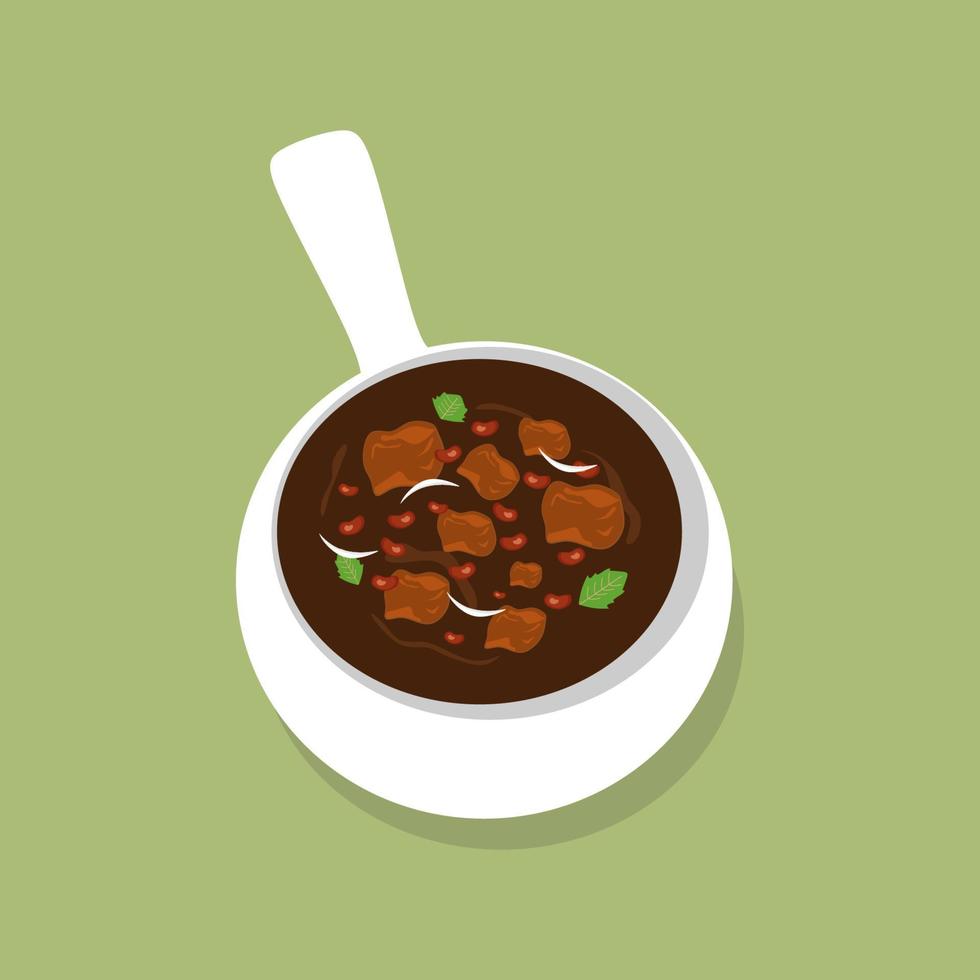 abundante brasileño feijoada estofado con frijoles y salchicha ilustración vector