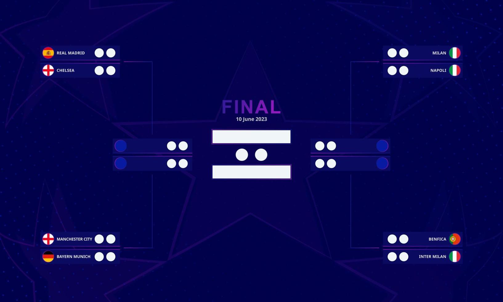 Football bracket for European club tournament on abstract background. vector