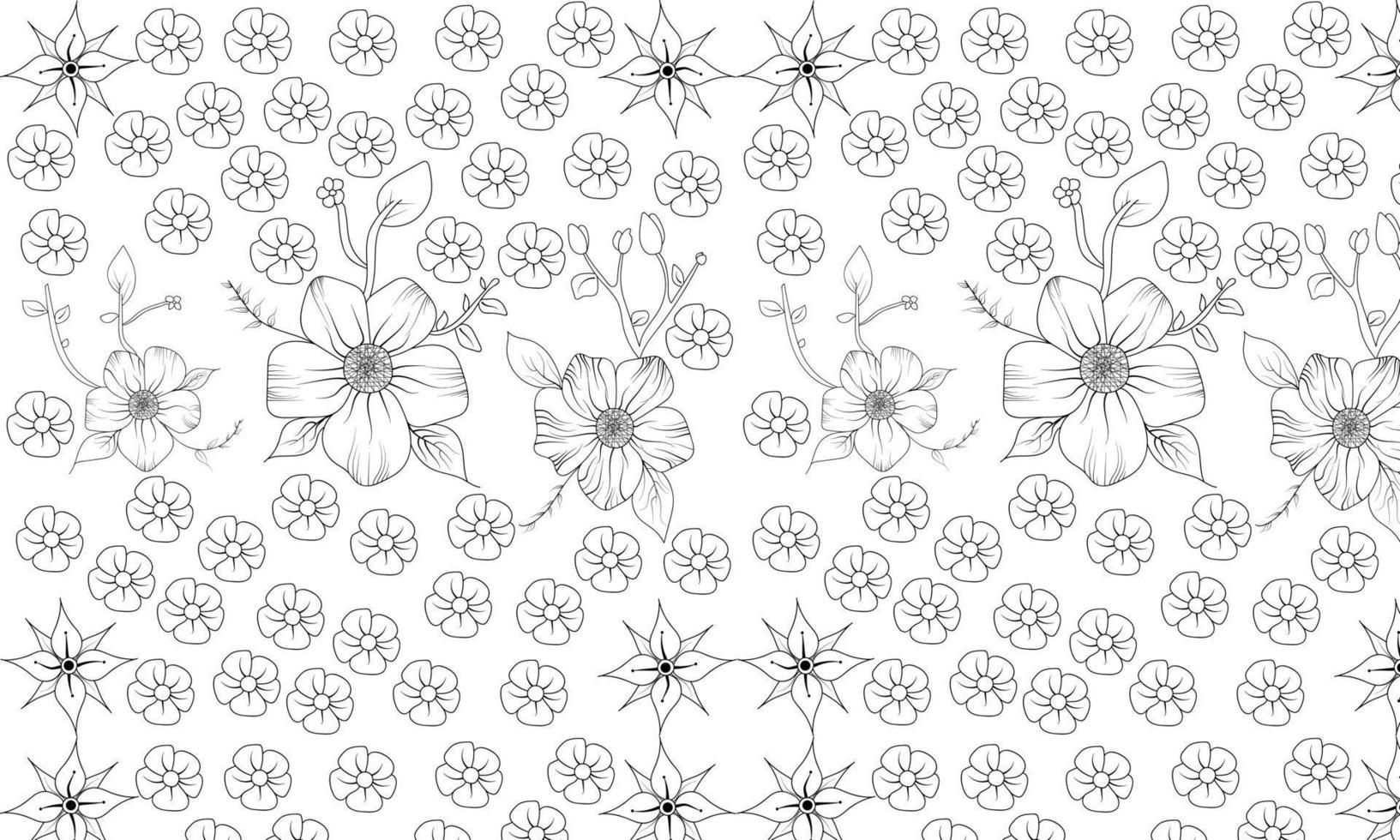 Flower And Leaves Basic Concept In vector Brush Line Draw White Background In Illustrator Editing