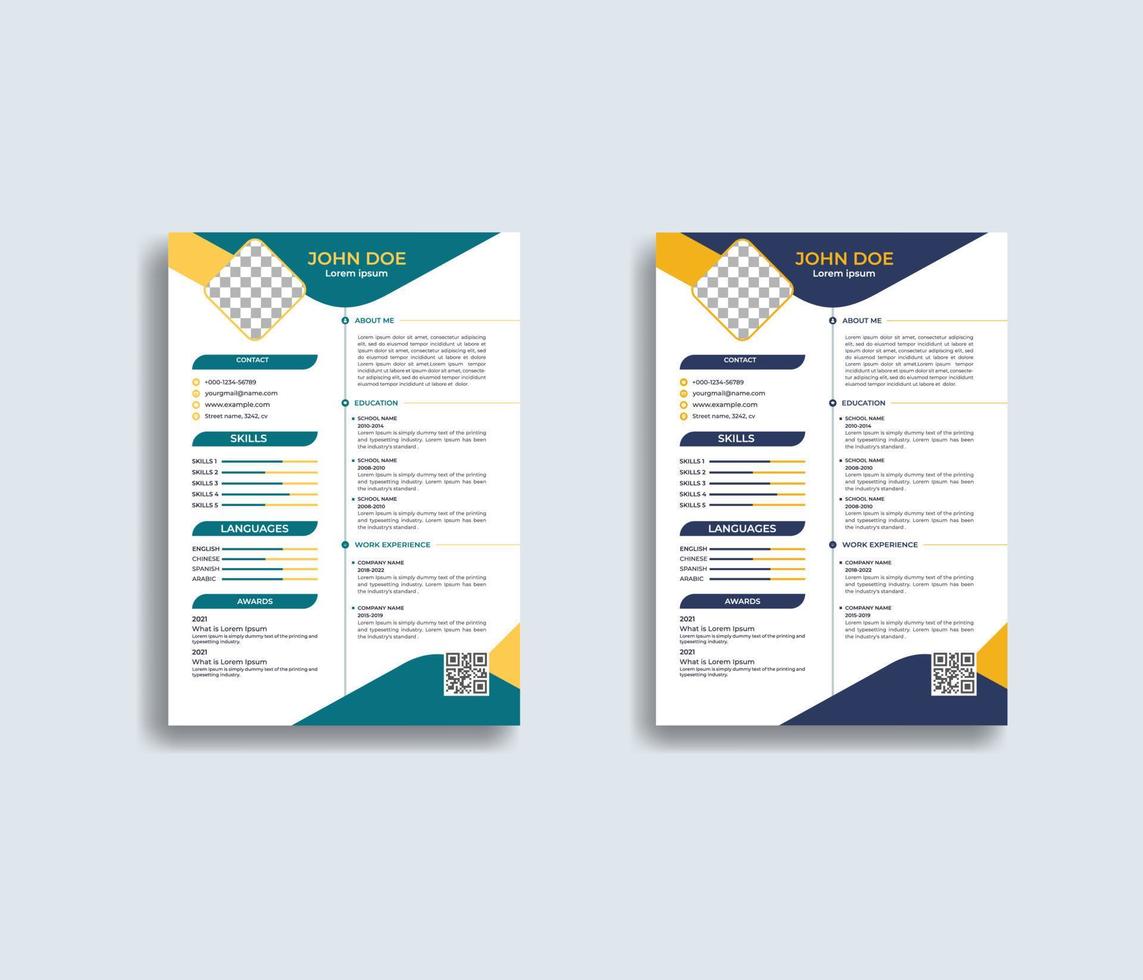 Clean and simple creative cv template design vector