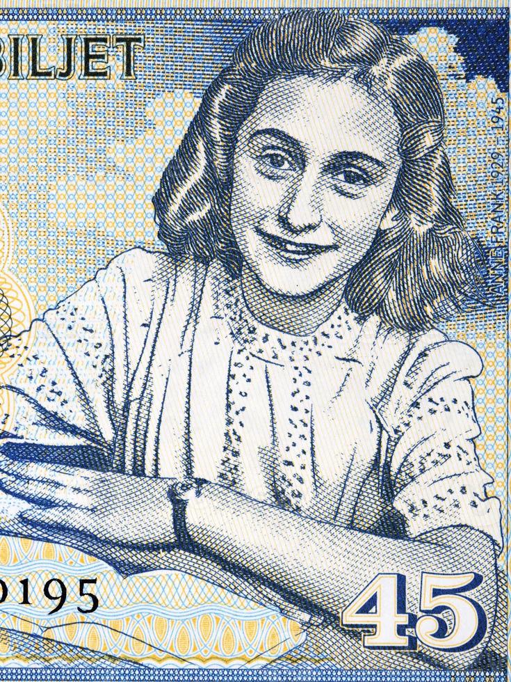 Anne Frank a portrait from money photo