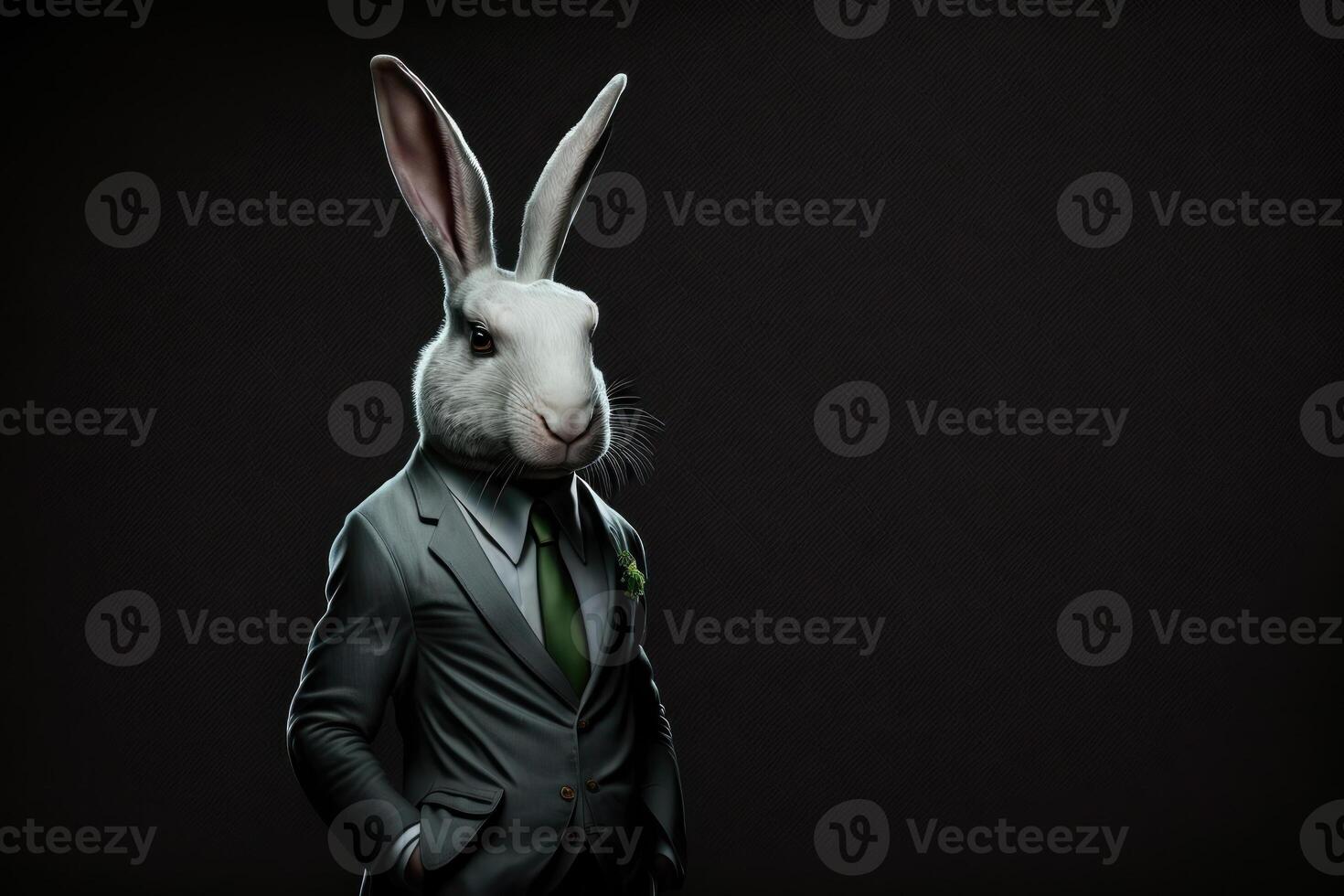hare in formal suit business idea in dark office photo