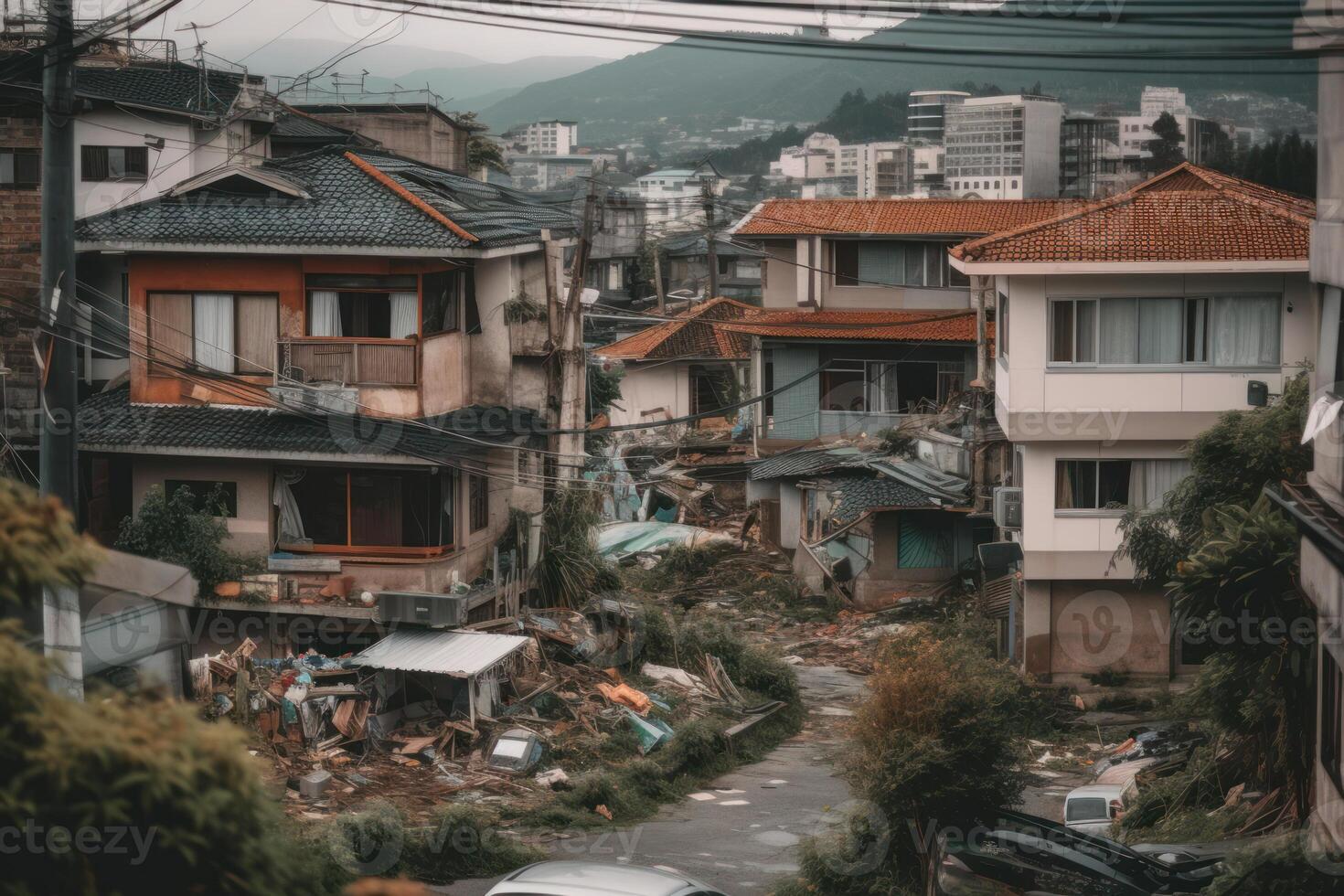 destroyed houses earthquake consequences photo