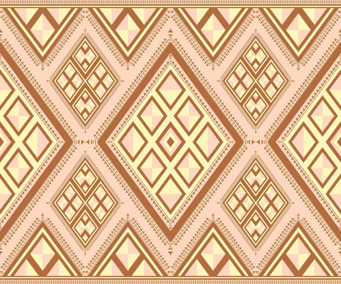 Ethnic folk geometric seamless pattern in pink and brown tone in vector illustration design for fabric, mat, carpet, scarf, wrapping paper, tile and more