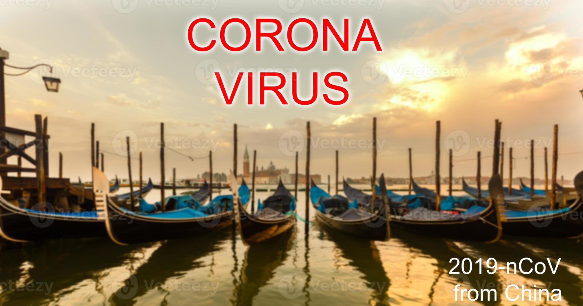 Coronavirus 2019-nCoV, COVID-19 in Italy. Venice gondolas on San Marco square, Venice, Italy. photo
