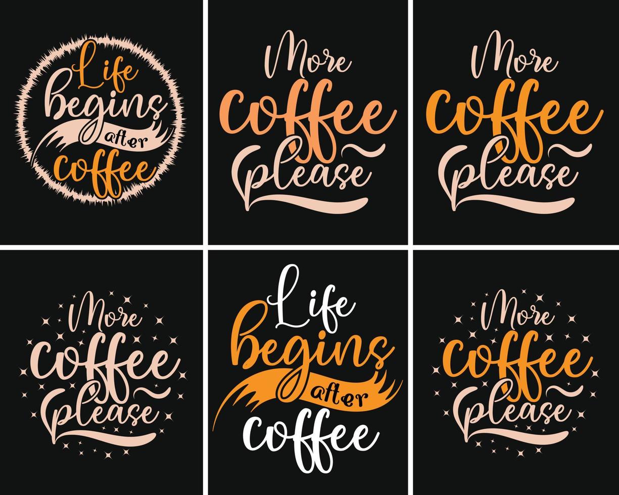 Coffee typography t shirt design with quotes, Coffee SVG bundle design vector