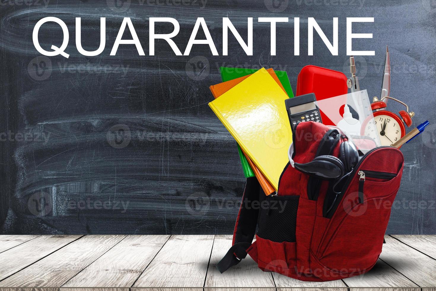 Quarantine. school coronavirus. Viruses. Epidemics. school backpack photo