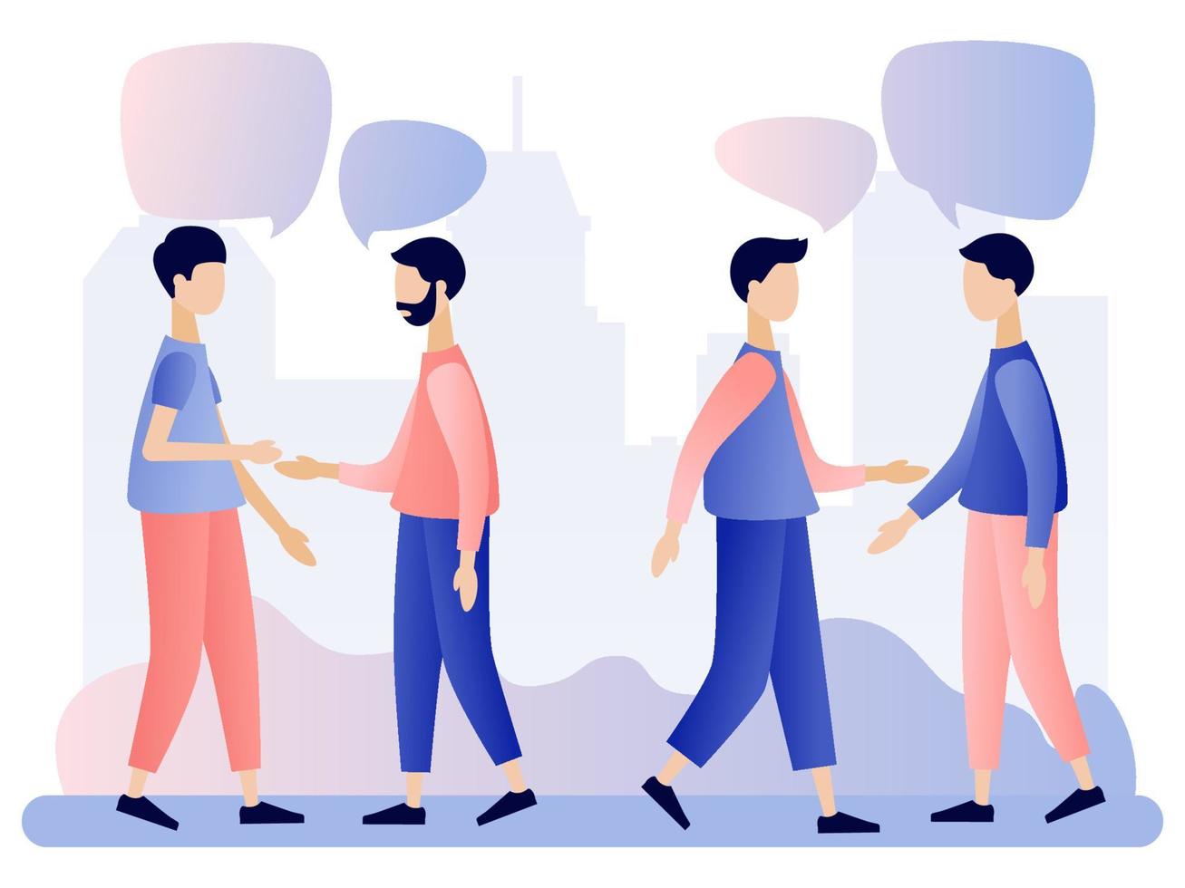 Men talking. People discuss social network, news, social networks, chat, dialogue speech bubbles.Flat style. Vector illustration