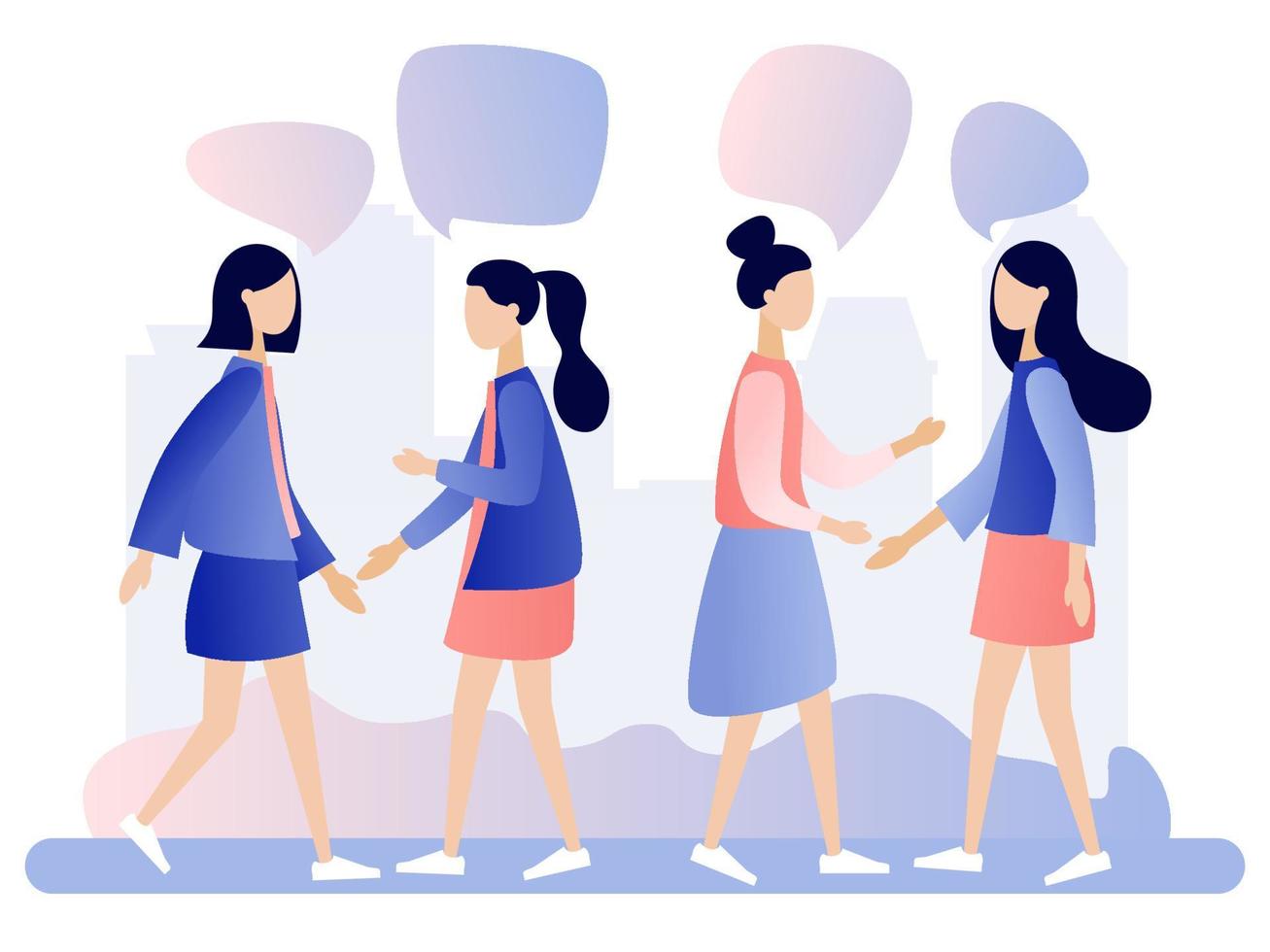 Women talking. People discuss social network, news, social networks, chat, dialogue speech bubbles.Flat style. Vector illustration