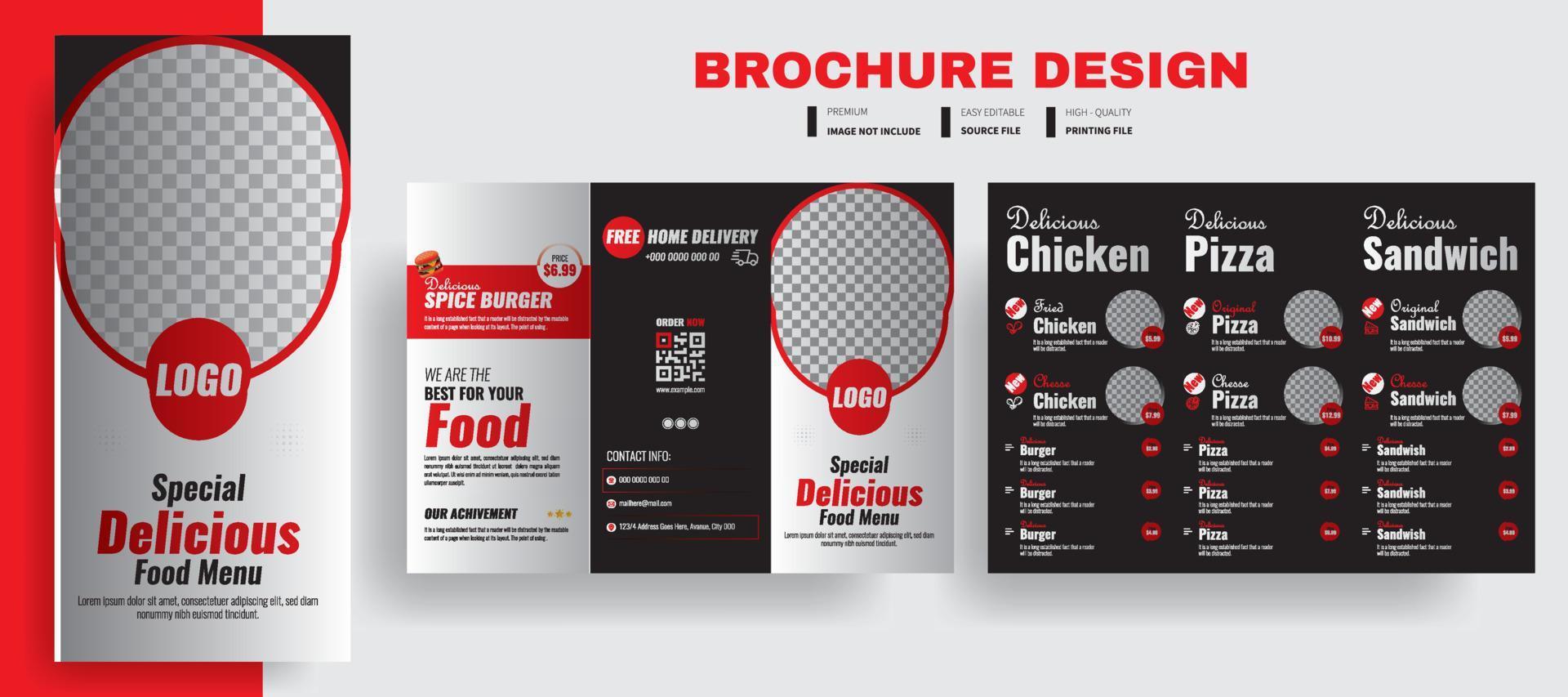 Special delicious Food menu brochure template for business,Fast food restaurant menu social media marketing web banner template design. Pizza, burger and healthy food business online promotion flyer. vector