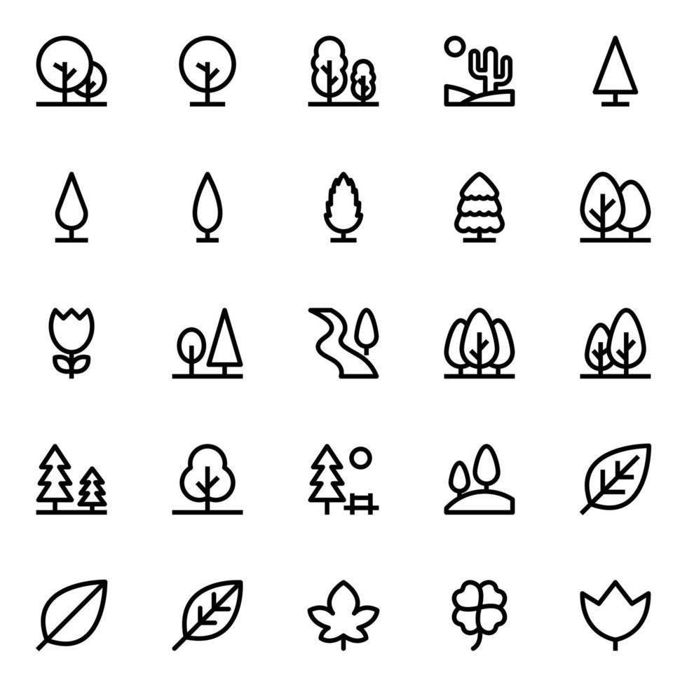Outline icons for Nature and park. vector