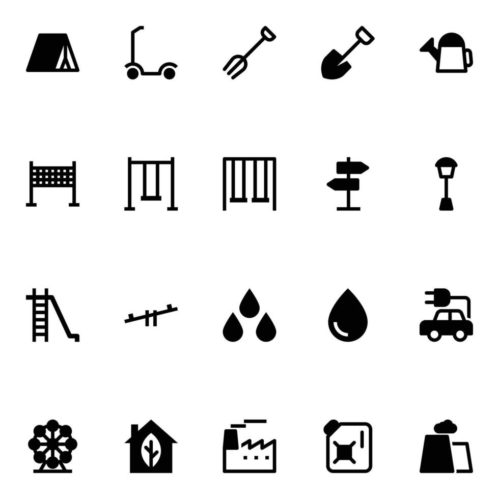 Glyph icons for Nature and park. vector