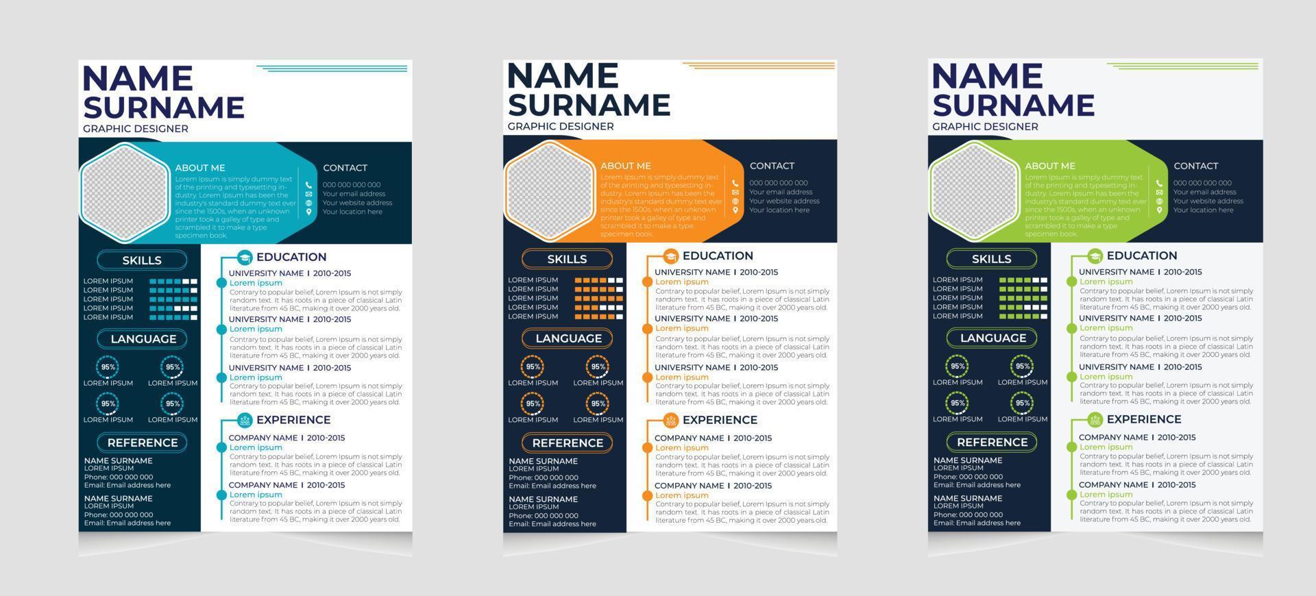 profesional CV o currículum modelo diseño o cubrir letra con un moderno mínimo y único concepto vector