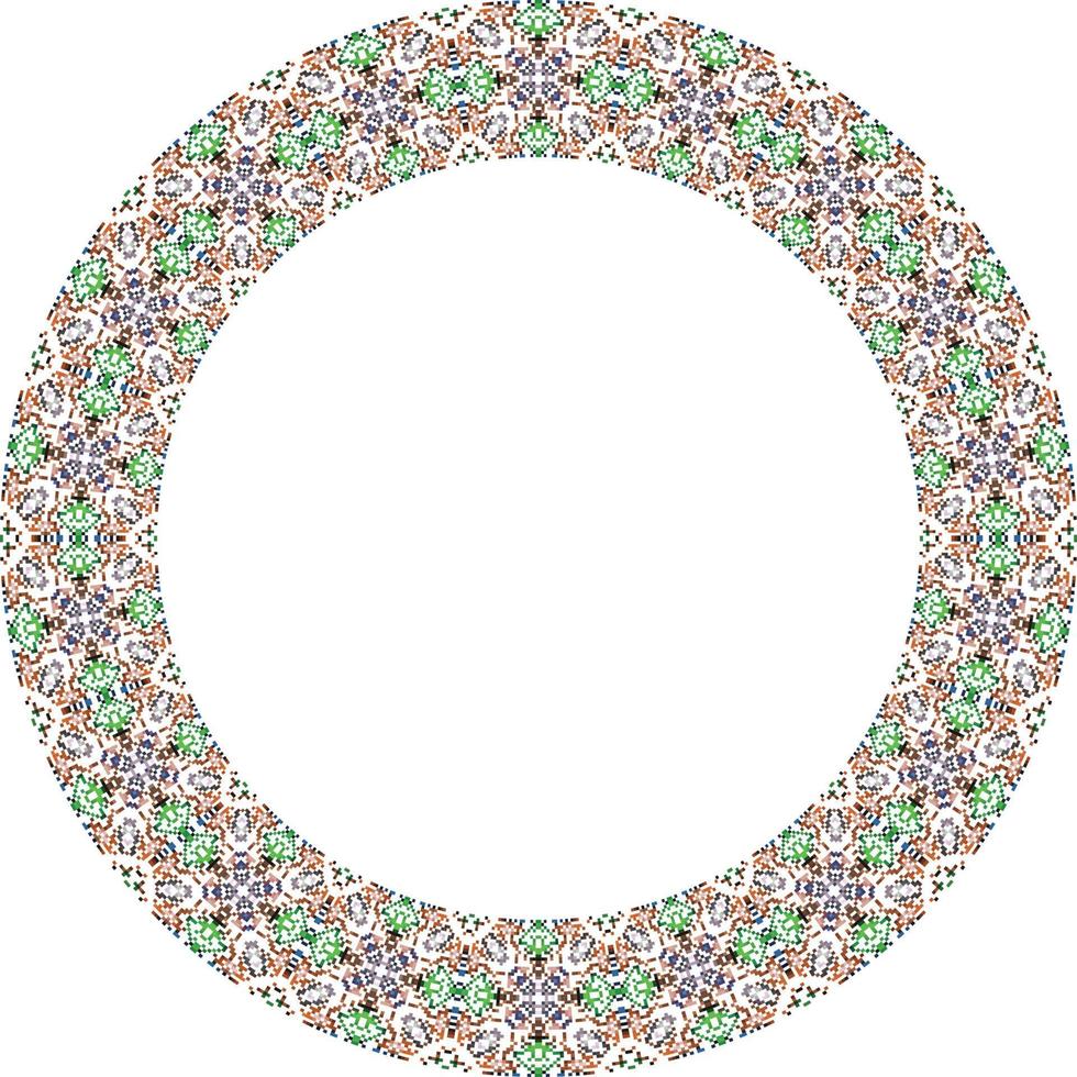 Decorative round frame. Elegant element for design in Eastern style, place for text. Floral golden border. Lace illustration for invitations and greeting cards. vector