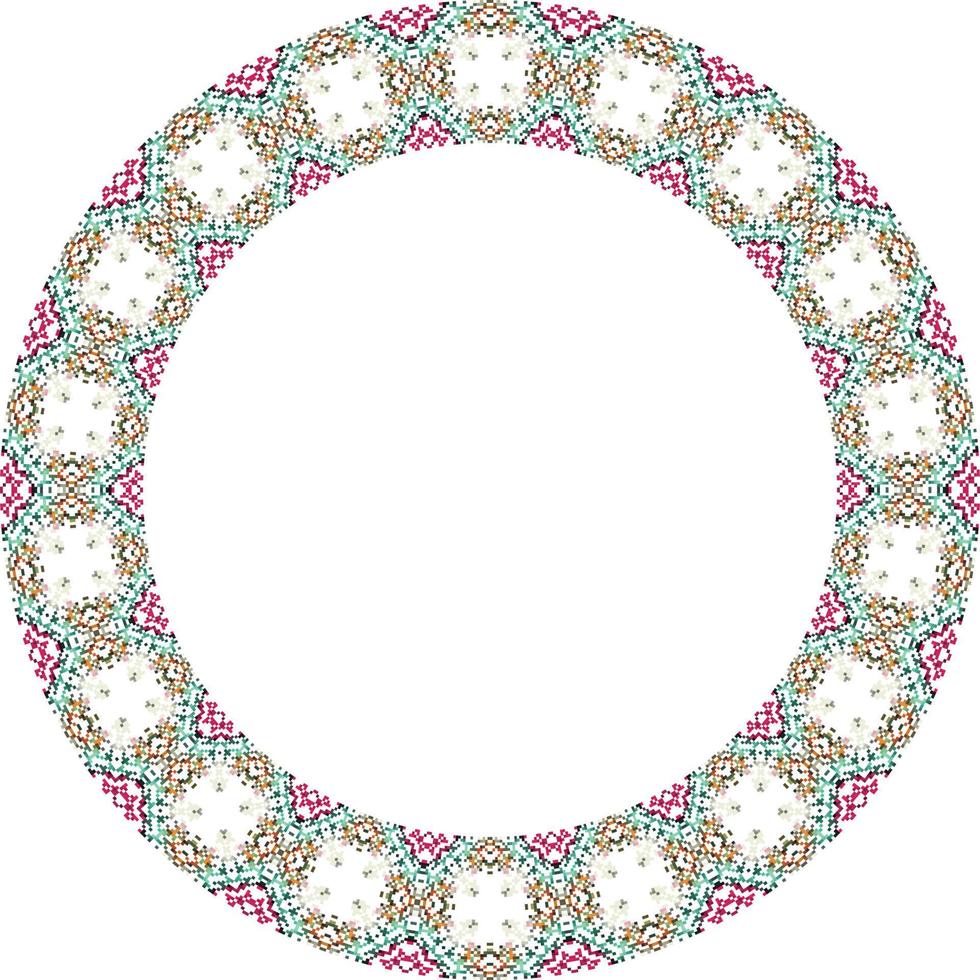 Decorative round frame. Elegant element for design in Eastern style, place for text. Floral golden border. Lace illustration for invitations and greeting cards. vector