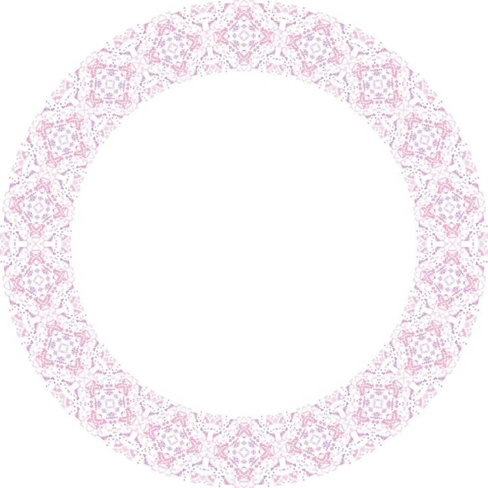 Circle frame with floral motifs in pastel colors on white background vector