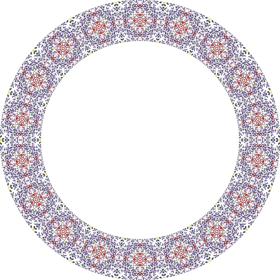 Round frame with abstract floral pattern. Vector illustration isolated on white background.