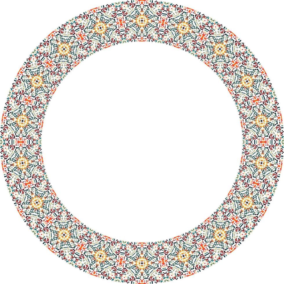 decorativo redondo marco con floral modelo en blanco antecedentes. vector ilustración.