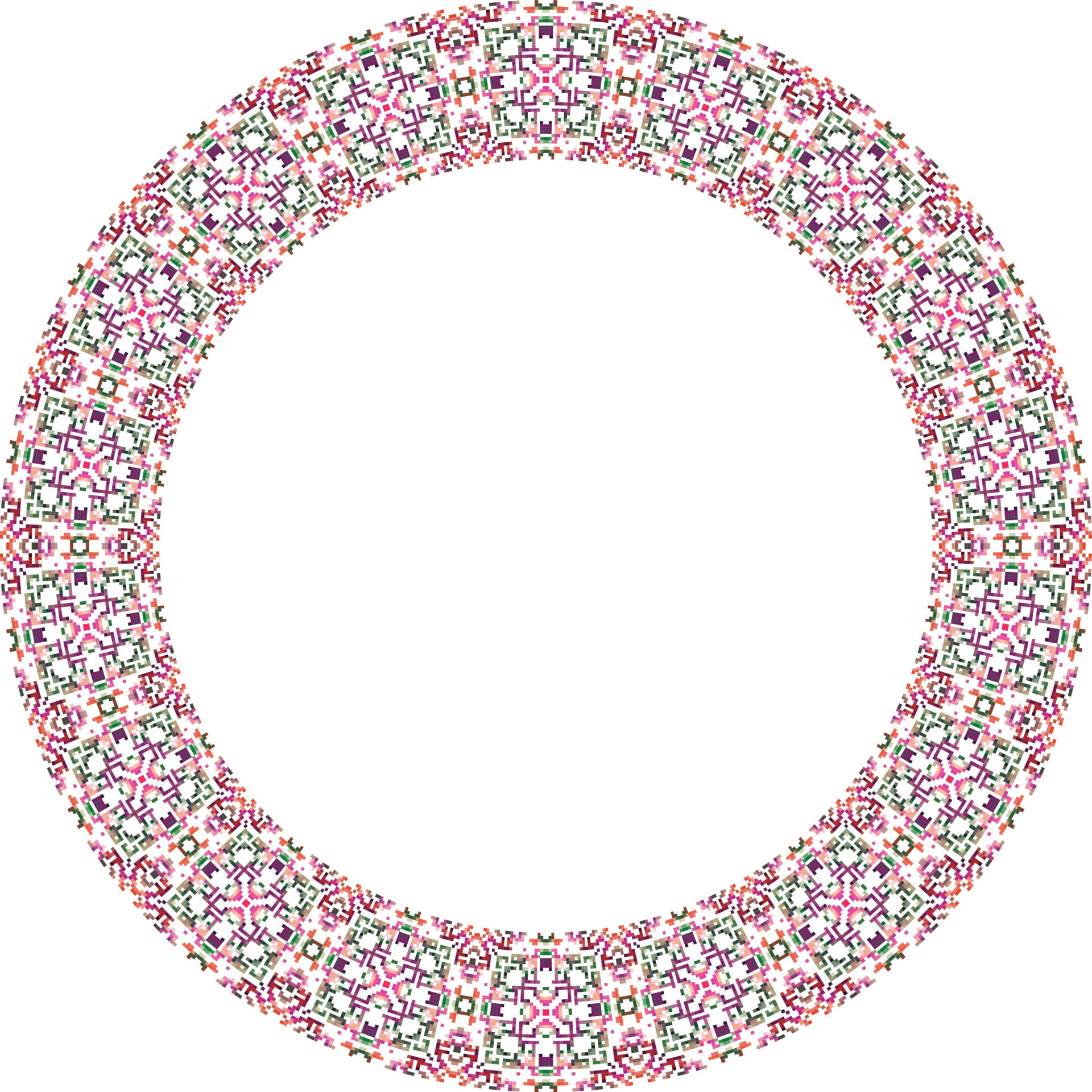 Decorative round frame with floral pattern on white background. Vector ...