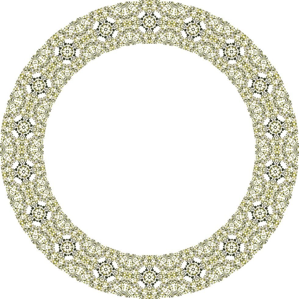 Decorative round frame with floral pattern. Elegant element for design in Eastern style, place for text. Floral border. Lace illustration for invitations and greeting cards. vector