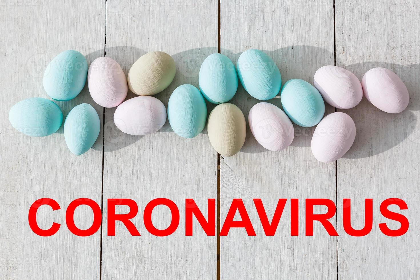 Easter eggs wearing a medical to protect against coronavirus. photo