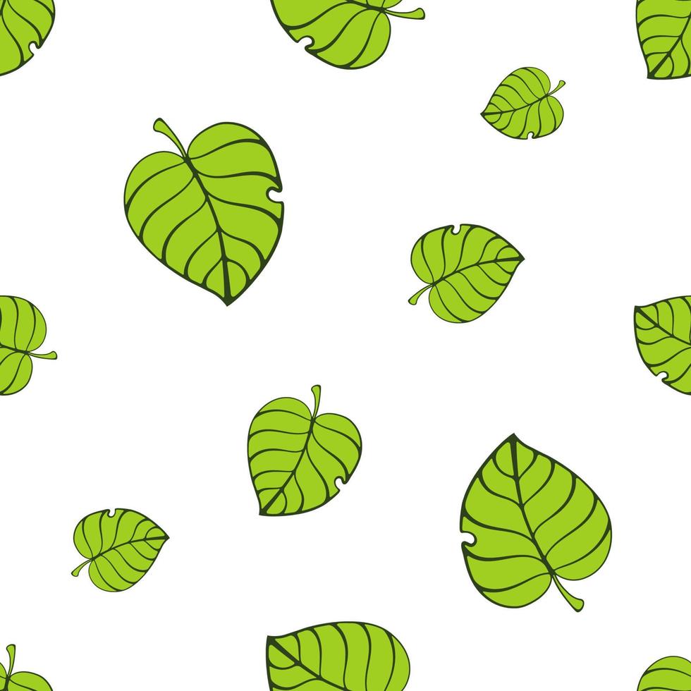 Seamless pattern with big and small green tree leafs vector