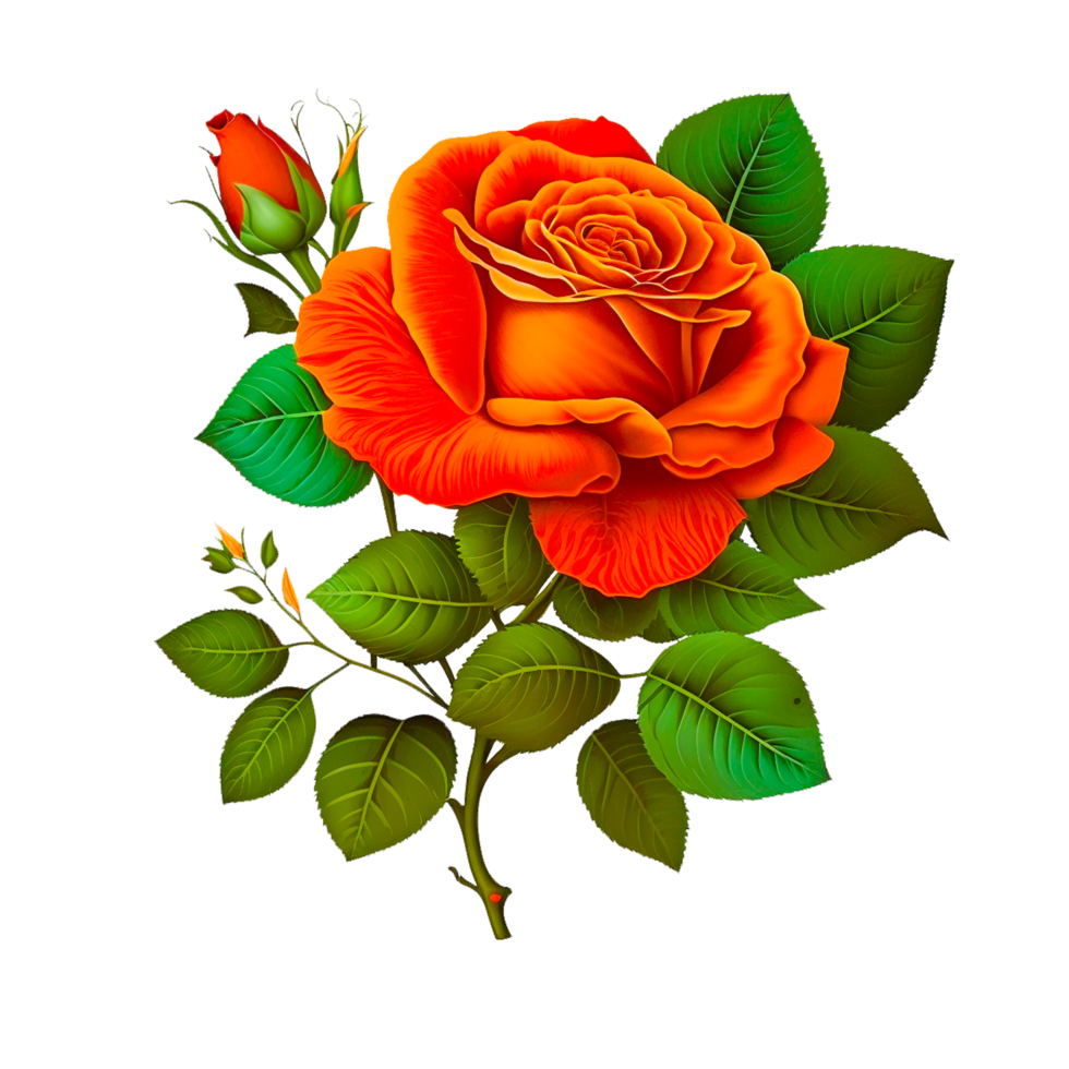 hand painted red rose flower png