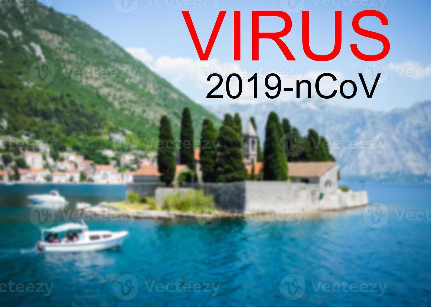 Montenegro and Coronavirus 2019-nCoV alert sign. Concept of high probability of novel coronavirus outbreak through traveling tourists photo