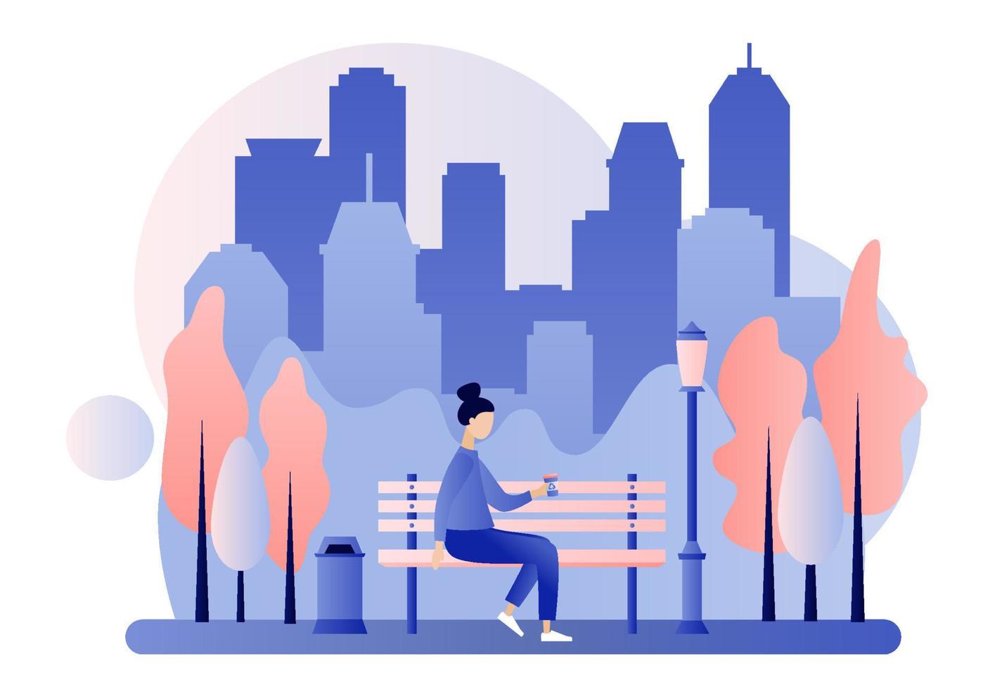 City park. People in the park. Flat cartoon style. Vector illustration