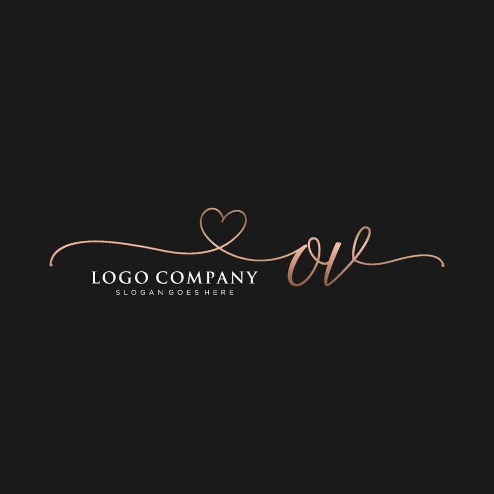 inicial ov femenino logo colecciones modelo. escritura logo de inicial firma, boda, moda, joyería, boutique, floral y botánico con creativo modelo para ninguna empresa o negocio. vector