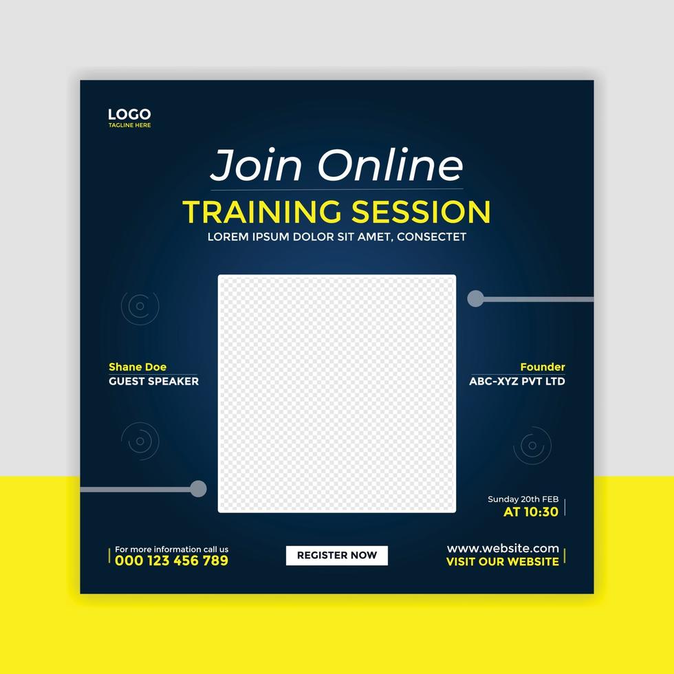 Digital marketing live webinar and corporate social media post template vector