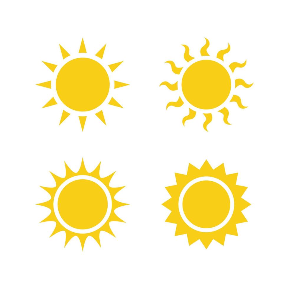Set of different sun icons. Vector of variety shape sun icon on white background