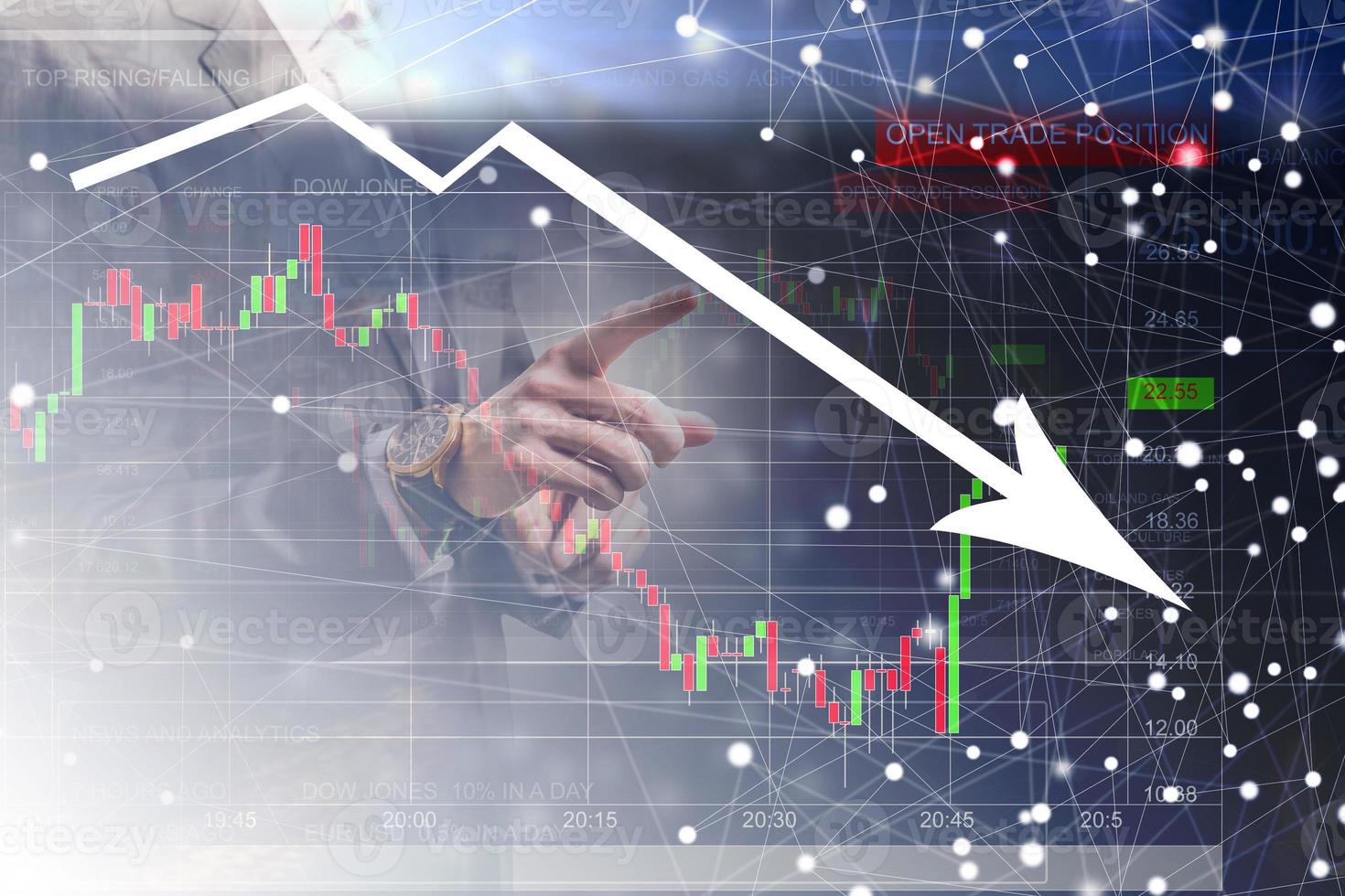 Financial concept. graphs of financial crisis 2020, copy space photo