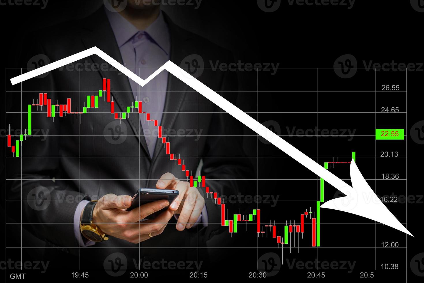 Financial concept. graphs of financial crisis 2020, copy space photo