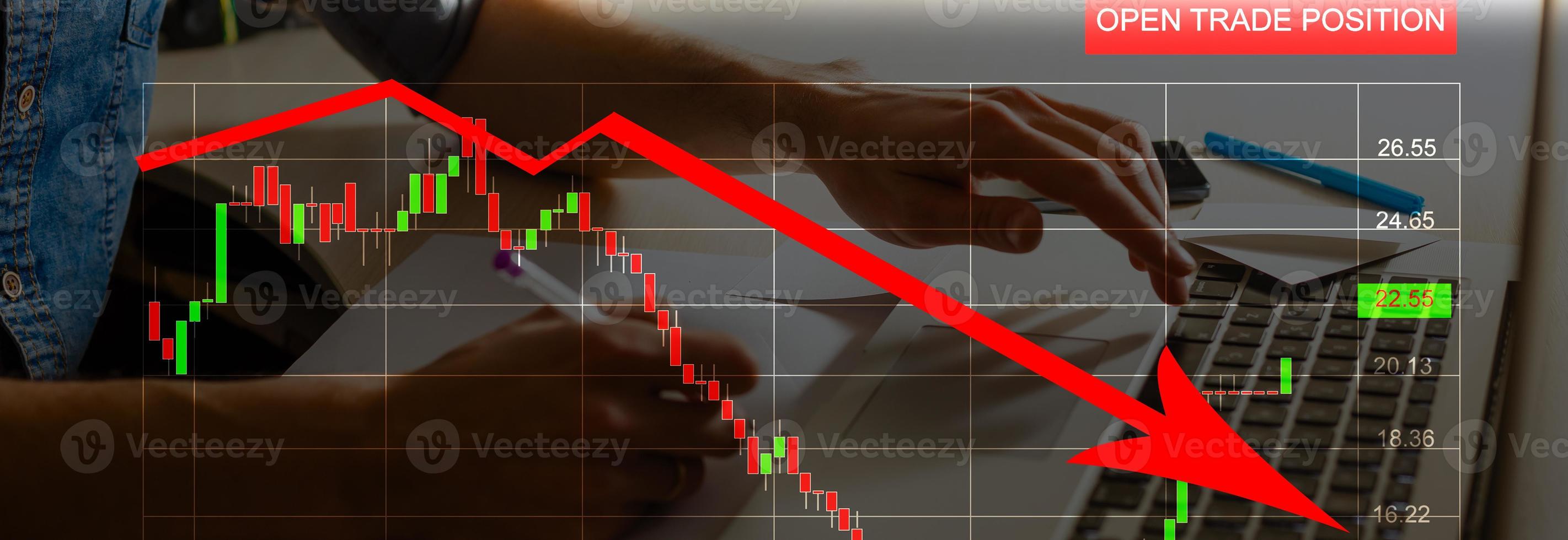 financiero concepto. gráficos de financiero crisis 2020, Copiar espacio foto