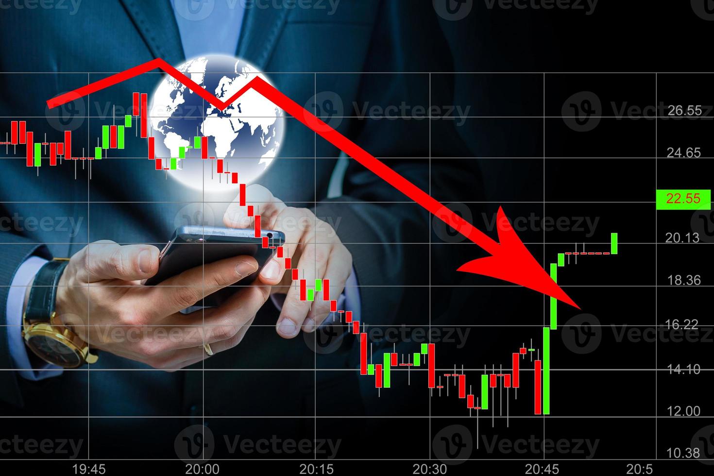 financiero concepto. gráficos de financiero crisis 2020, Copiar espacio foto