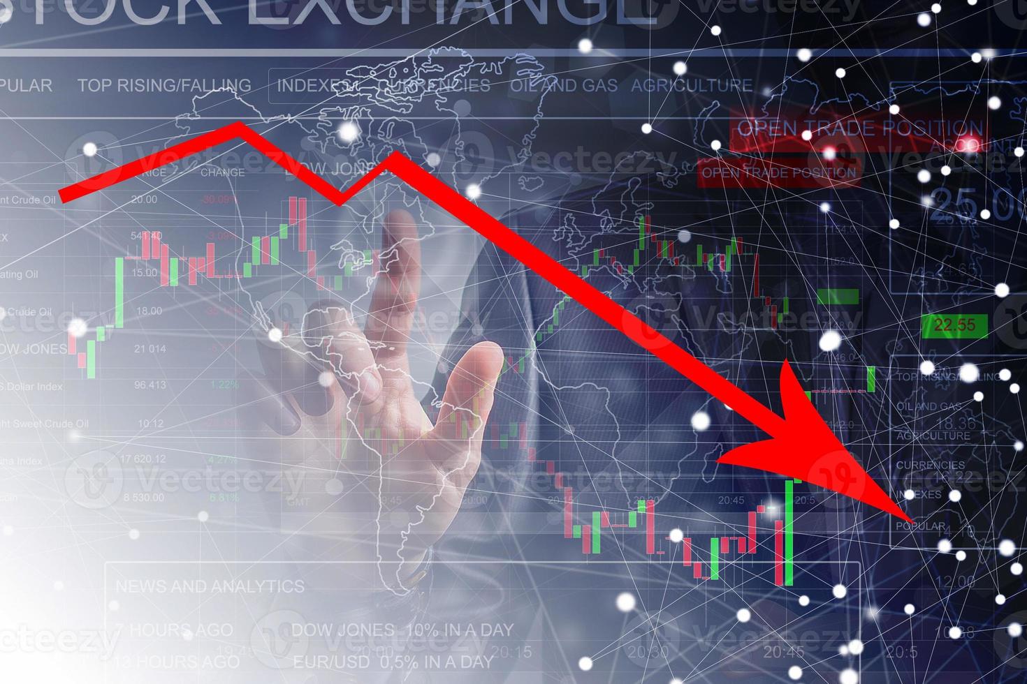 Financial concept. graphs of financial crisis 2020, copy space photo