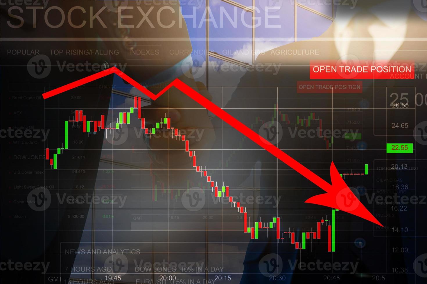 Financial concept. graphs of financial crisis 2020, copy space photo