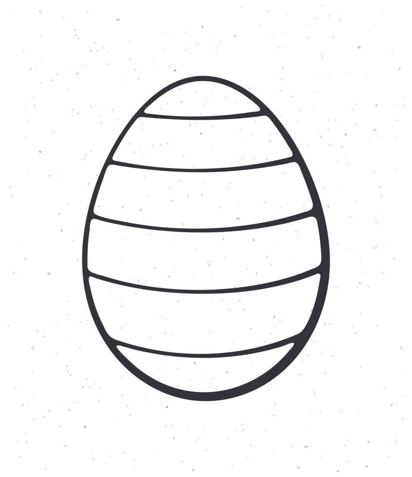 Outline doodle of Easter egg with stripped pattern vector