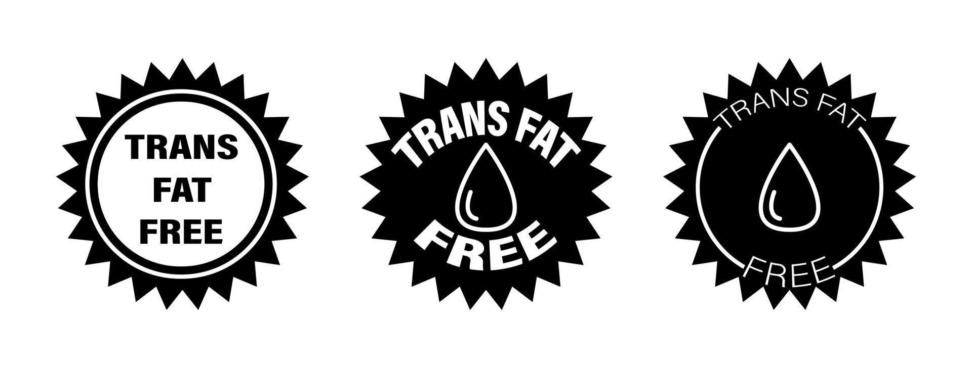 Trans fat free. Set of round icons with a drop vector