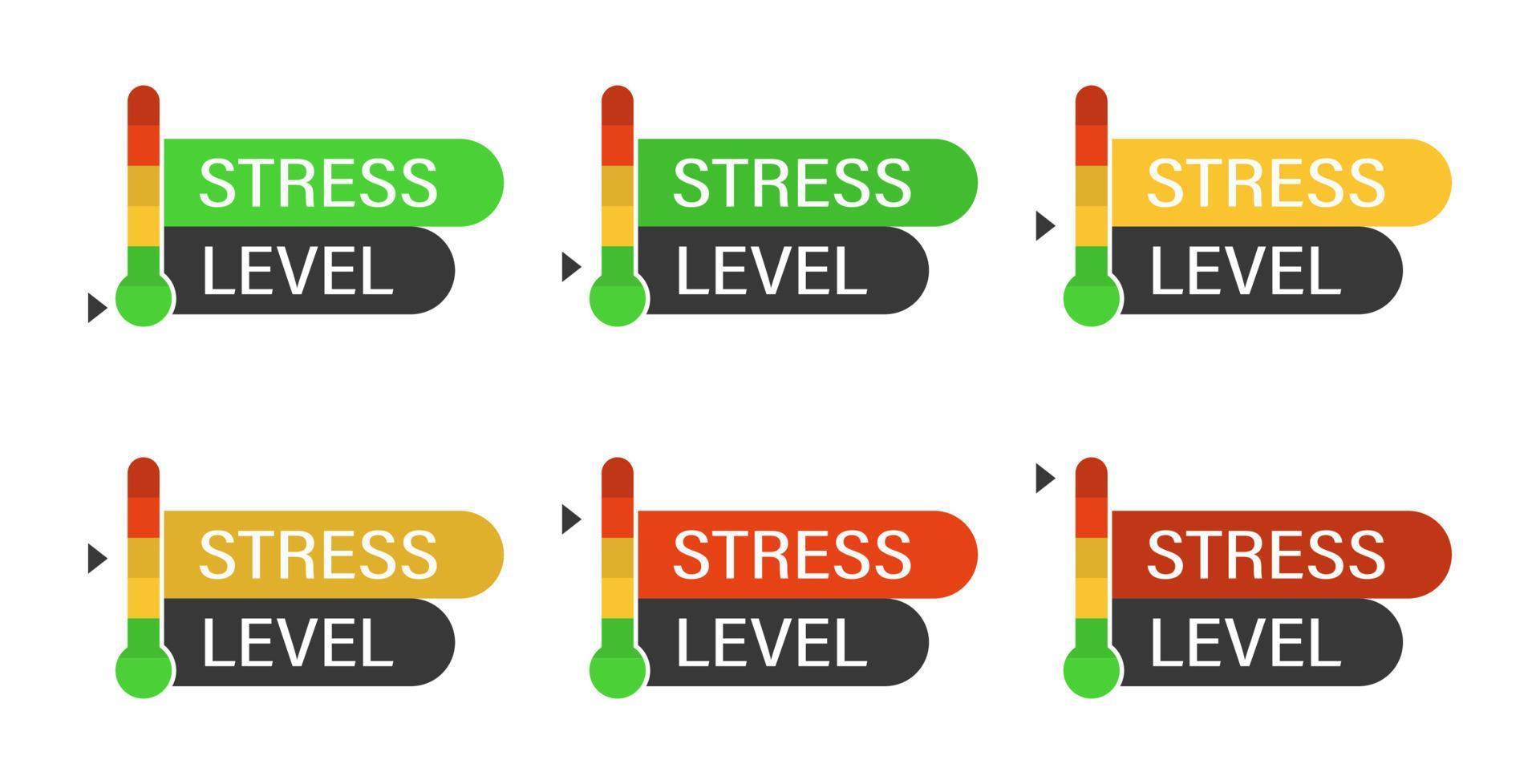 Measuring the level of stress. Set of icons with different indicators vector