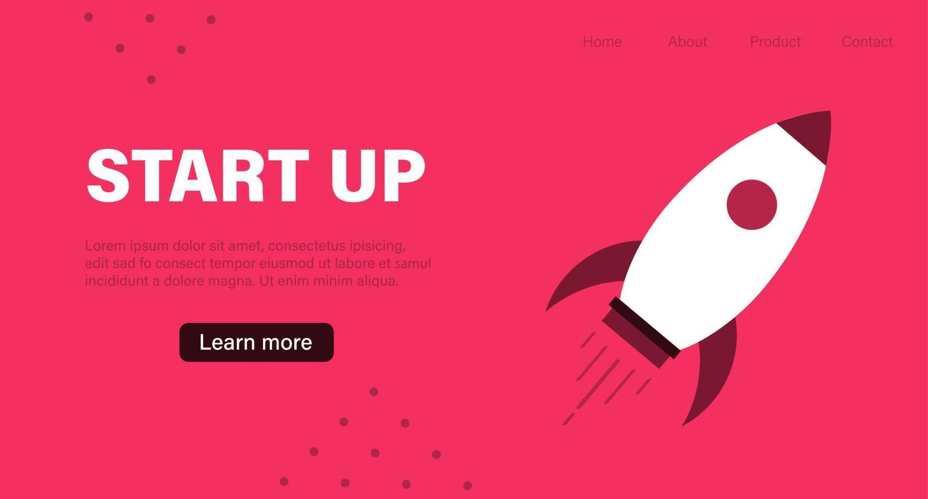 Business startup banner template with fly rocket vector
