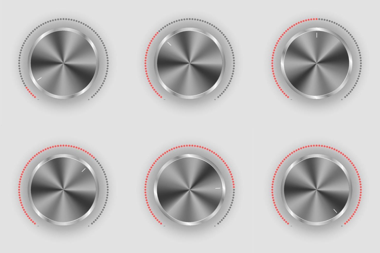 realista metal y el plastico radio cambiar. diferente nivel botones y poder reguladores conjunto vector