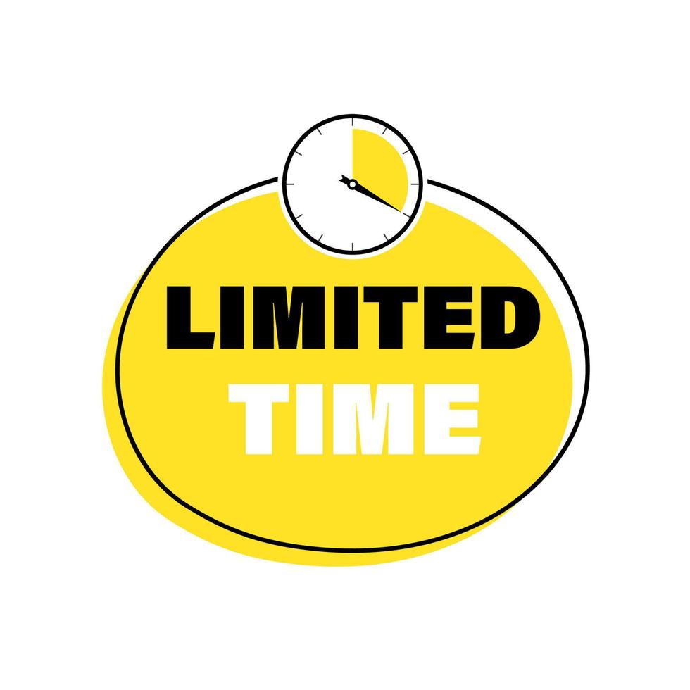 Limited time button with clock vector