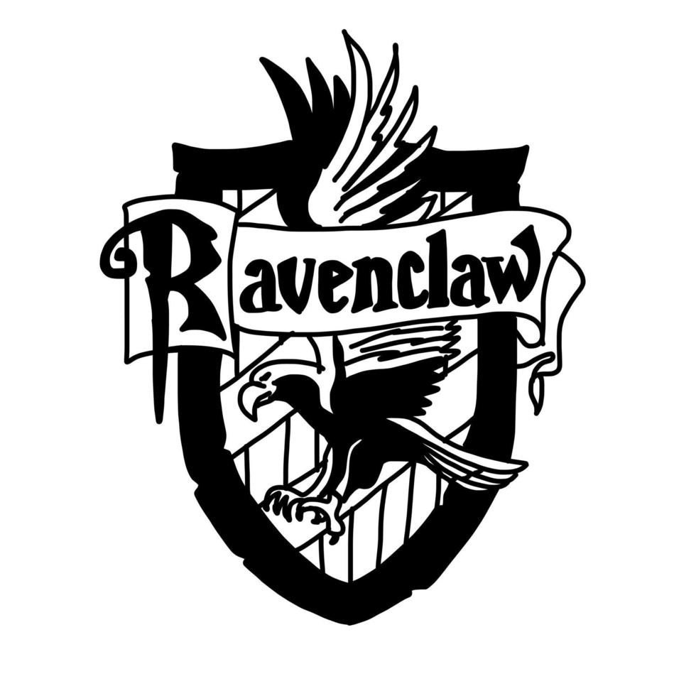 Harry Potter Ravenclaw logo in cartoon doodle style. Vector illustration isolated on white background.