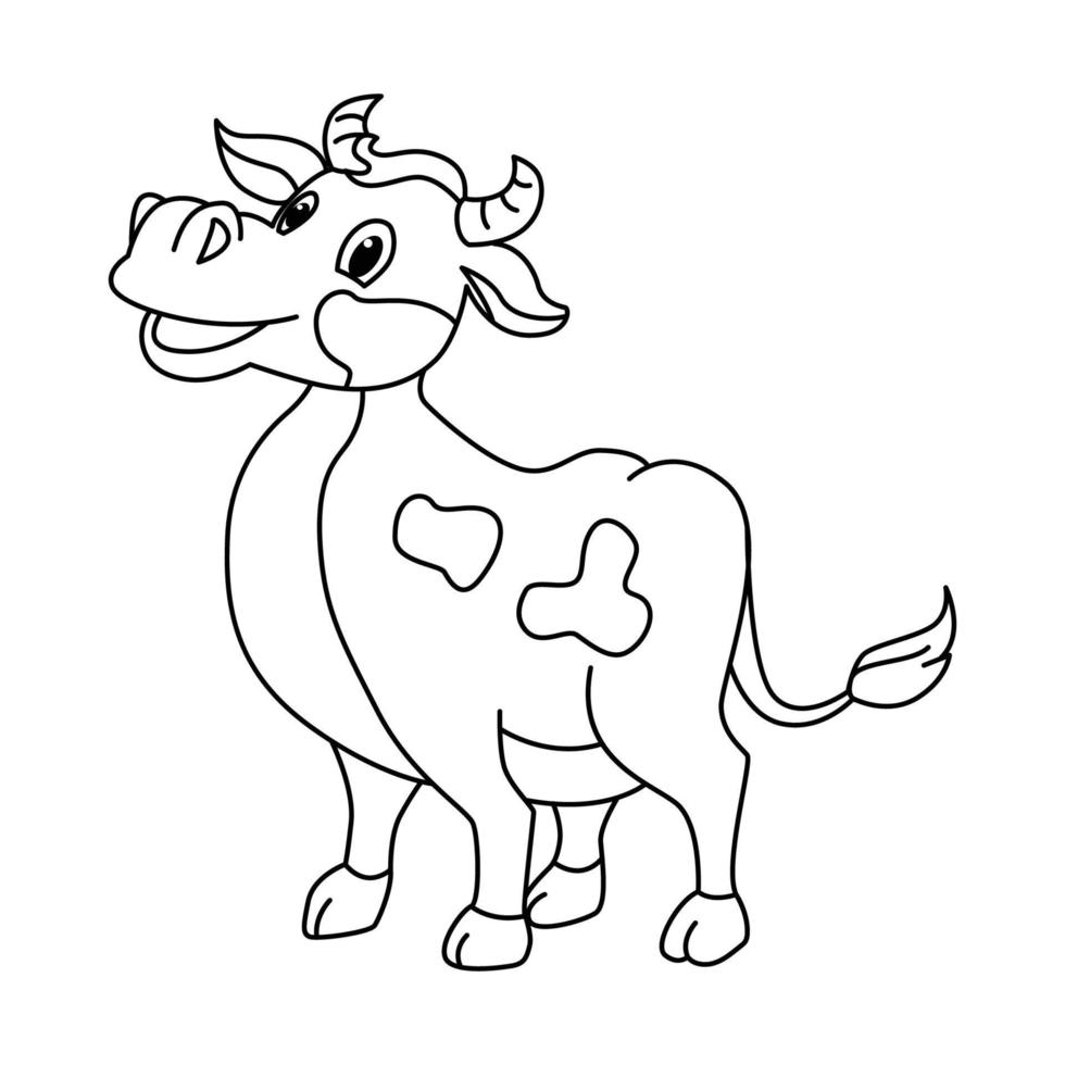 Cute cow cartoon characters vector illustration. For kids coloring book ...
