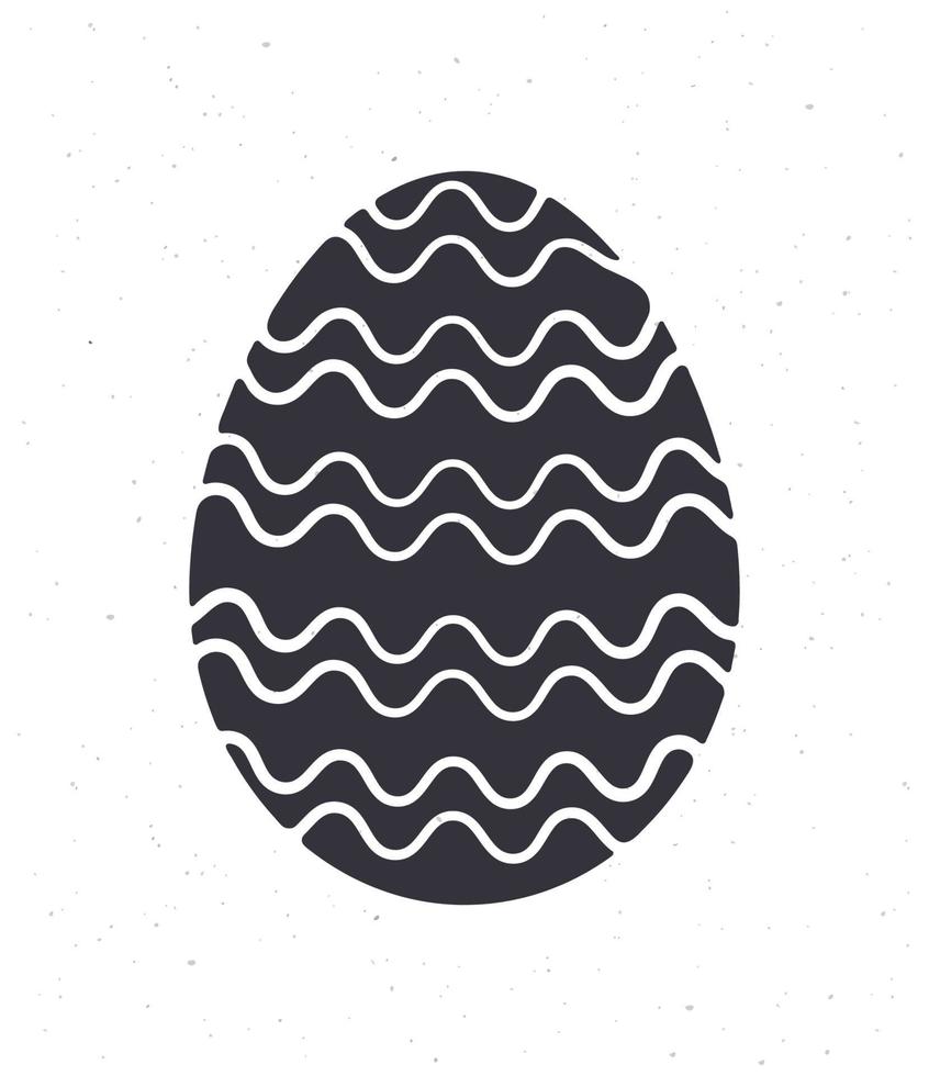 Silhouette of Easter egg with zigzag pattern vector