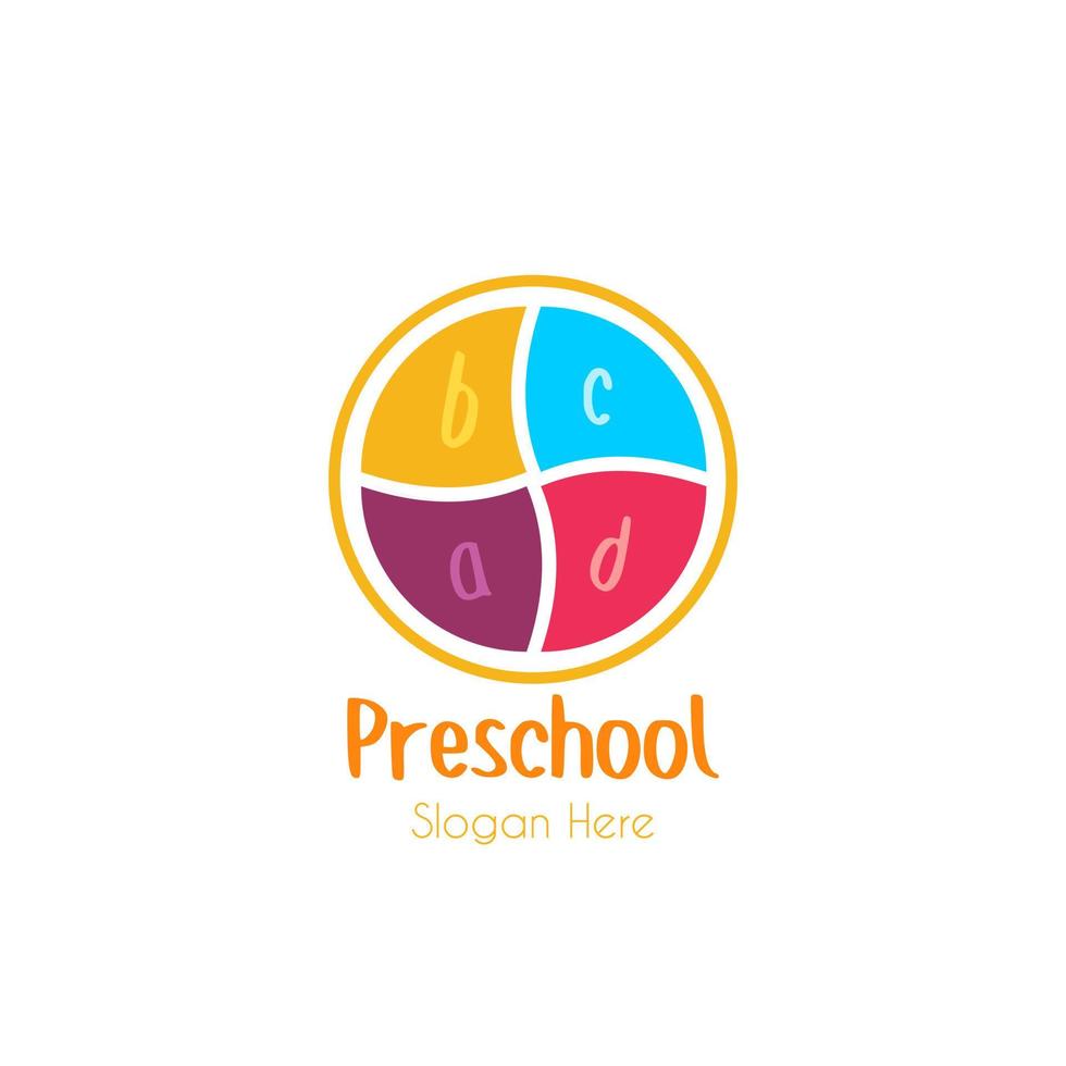 Preschool Children vector emblem for kindergarten, kid club, education