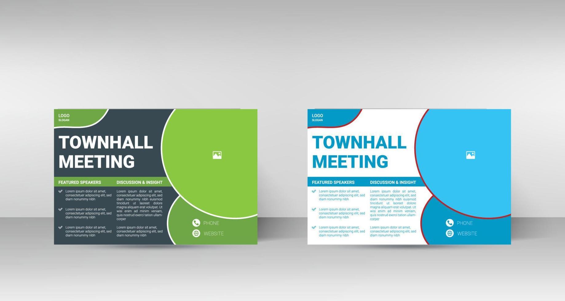 Townhall meeting postcard design template vector