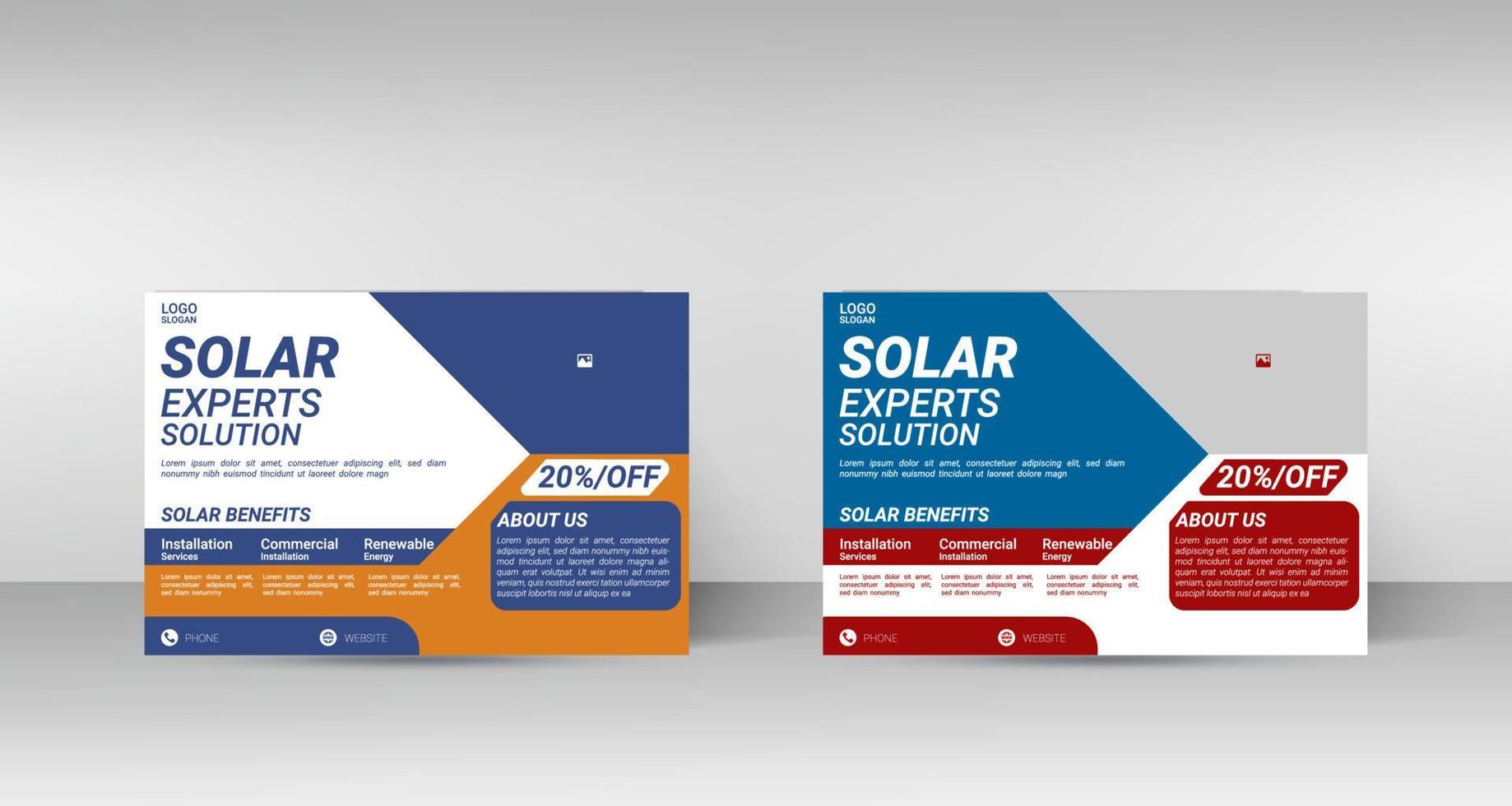 Solar experts services postcard design template vector